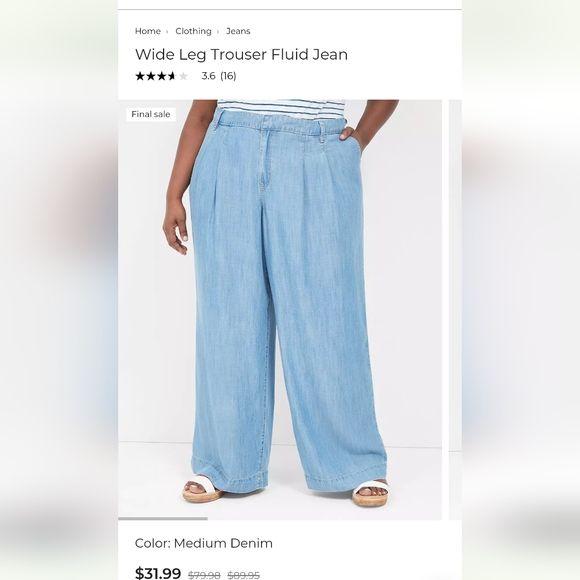 NEW Wide Leg Trouser Denim (size 16) - Picture 3 of 4